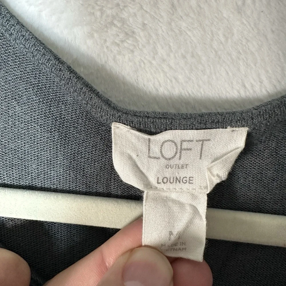 LOFT‎ Outlet Lounge Dress M Charcoal Gray Soft Knit Long Sleeve With Pockets